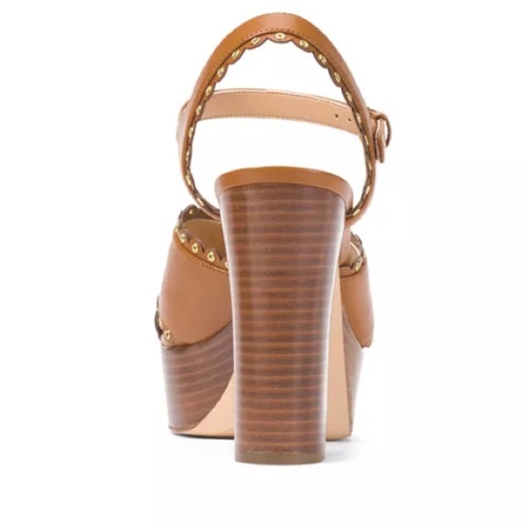 NWT Michael Kors Women's Jessie Scalloped Leather Platform Block Heel Sandals - Picture 3 of 10